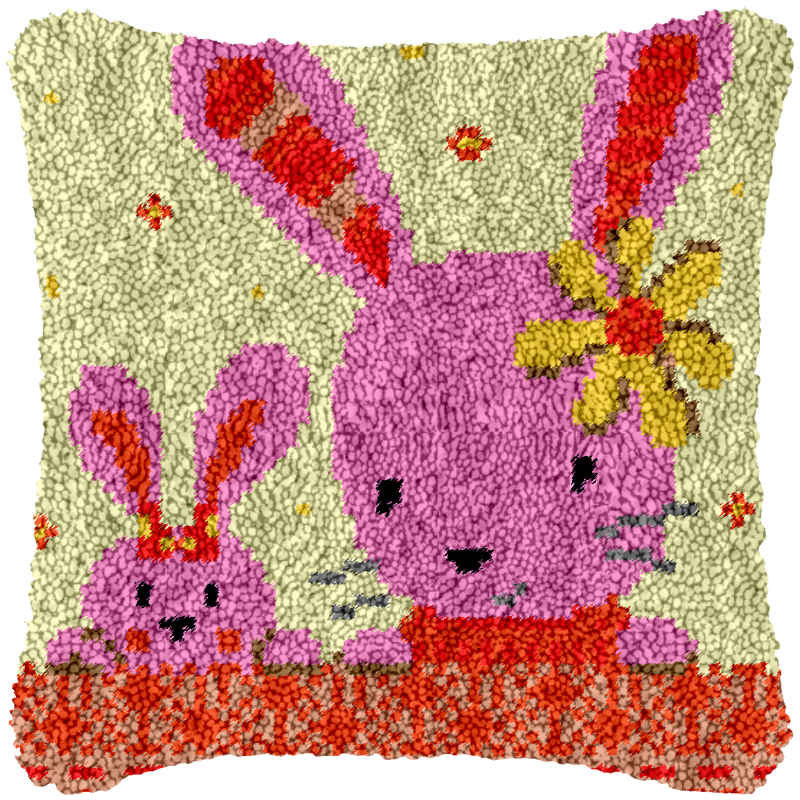 Pink Rabbit Printed Cushion Cover