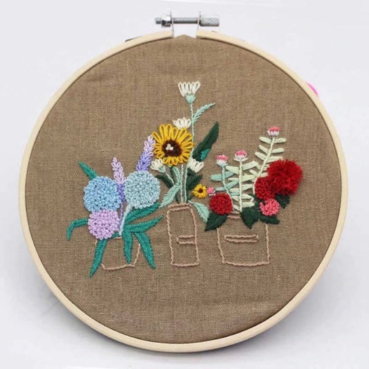 Minimalist Flower Collection Embroidery DIY Knitting Kit