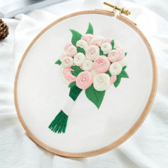 Rose Bouquet Embroidery DIY Crocheting Knitting Kit