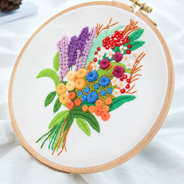 Multi Color Bouquet Embroidery DIY Crocheting Knitting Kit
