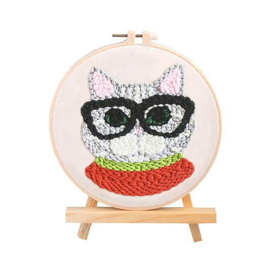 Cat With Specs Punch Needle Kit