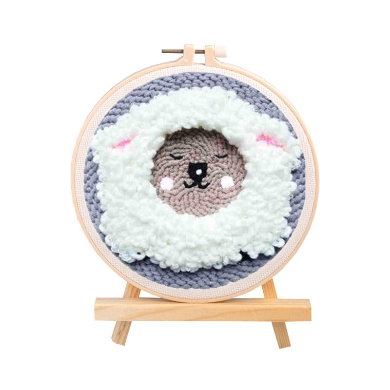 Cute Sheep Face Punch Needle Kit