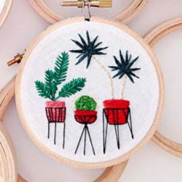 Pot Plant Embroidery DIY Crocheting Knitting Kit