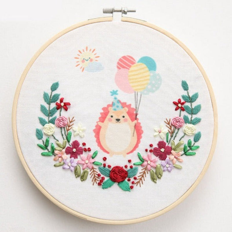 Porcupine Flowers Embroidery DIY Knitting Kit