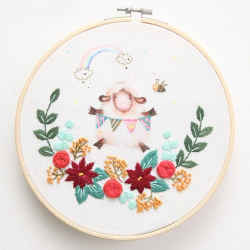 Piggy And Rainbow Embroidery DIY Knitting Kit