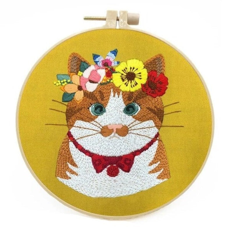 Angry Cat Embroidery DIY Knitting Kit