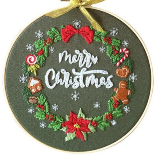 Merry Christmas Floral Embroidery DIY Knitting Kit