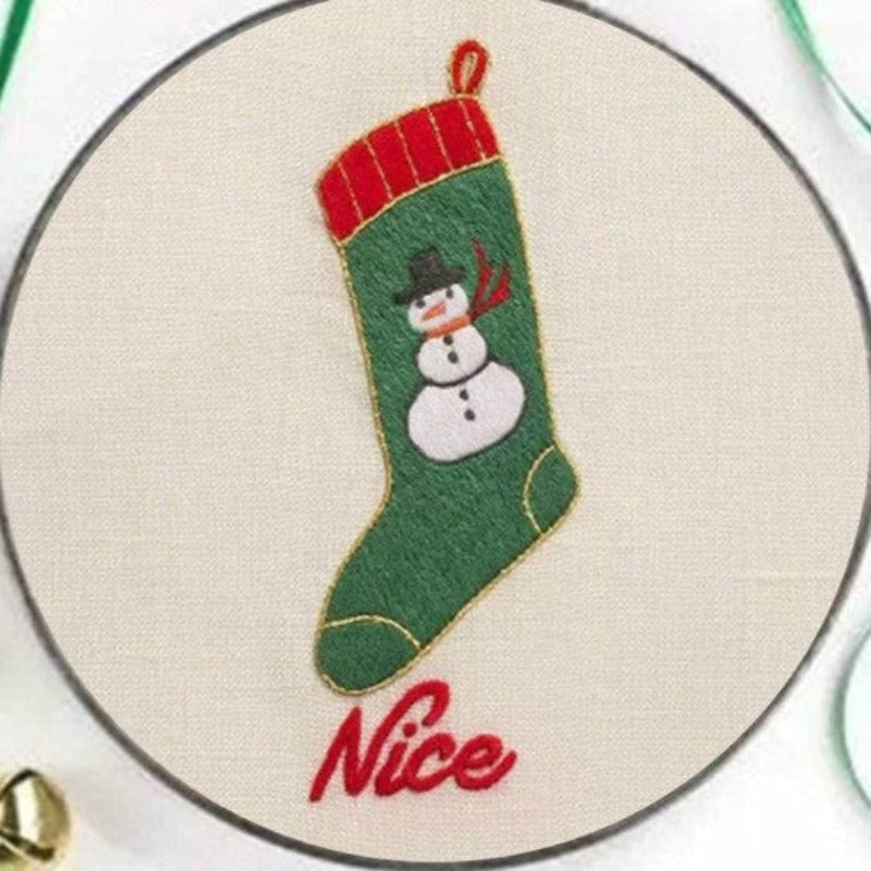 Snowman Sock Embroidery DIY Knitting Kit