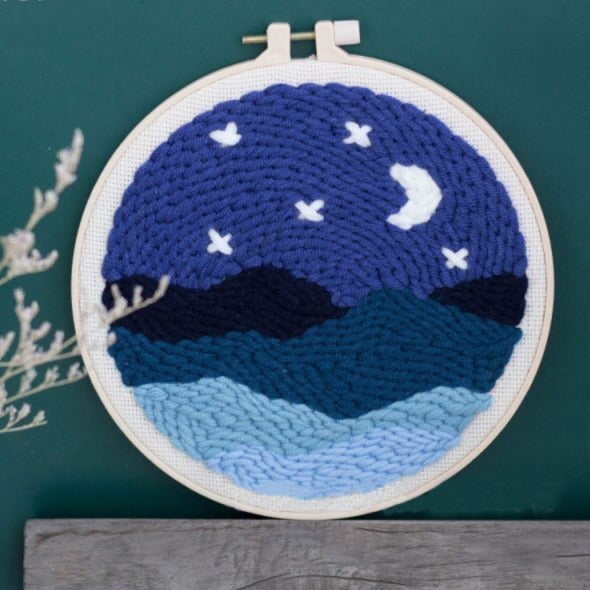 White Moon Embroidery DIY Crocheting Knitting Kit