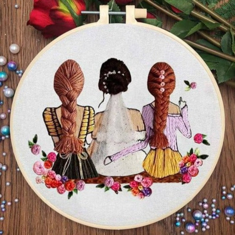 Wedding Girl Sisters Embroidery DIY Knitting Kit