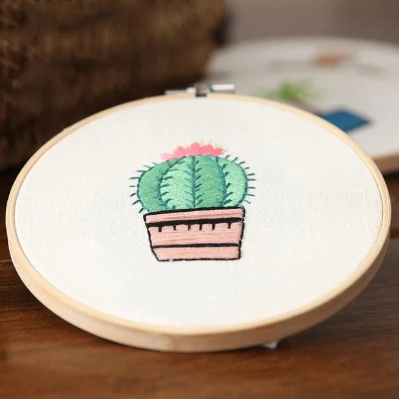 Cactus Pot Embroidery DIY Knitting Kit