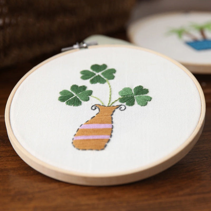 Pot Leaf Embroidery DIY Knitting Kit