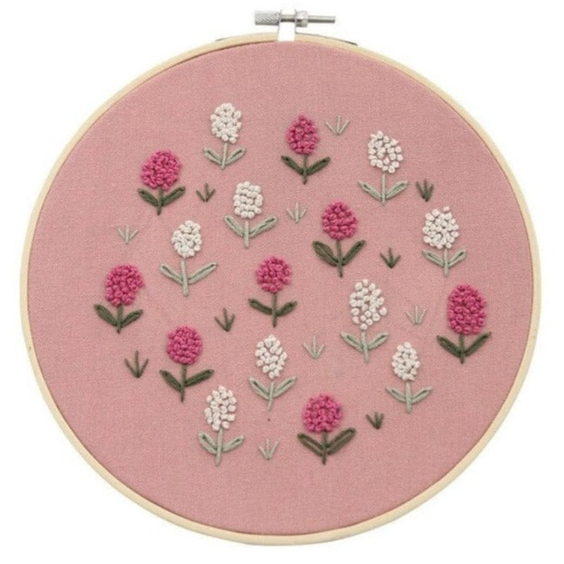 Pink & White Flowers Embroidery DIY Knitting Kit