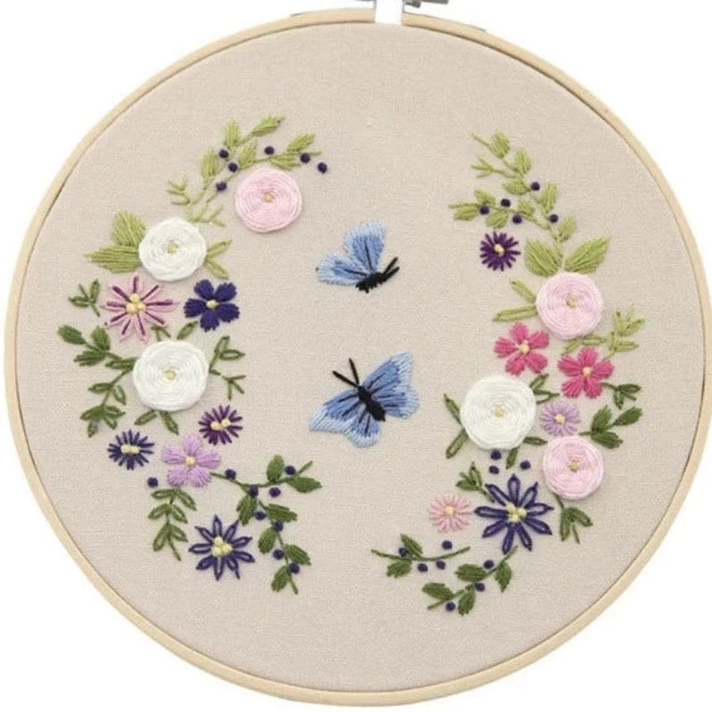Butterflies Flowers Embroidery DIY Knitting Kit