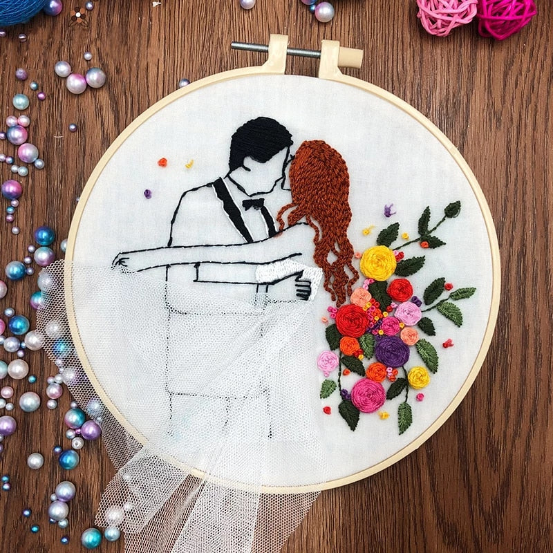 Marriage Pose Embroidery DIY Knitting Kit
