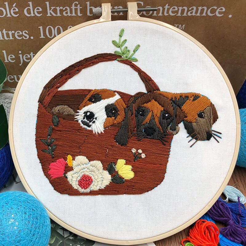 Dogs Bag Embroidery DIY Knitting Kit