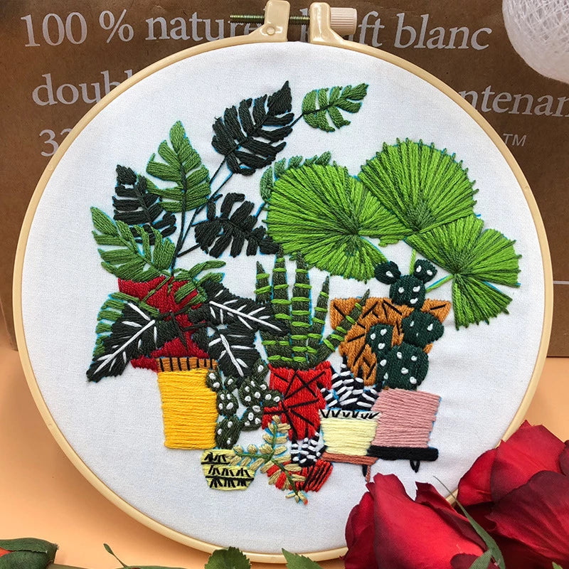 Colorful Plants Embroidery DIY Knitting Kit