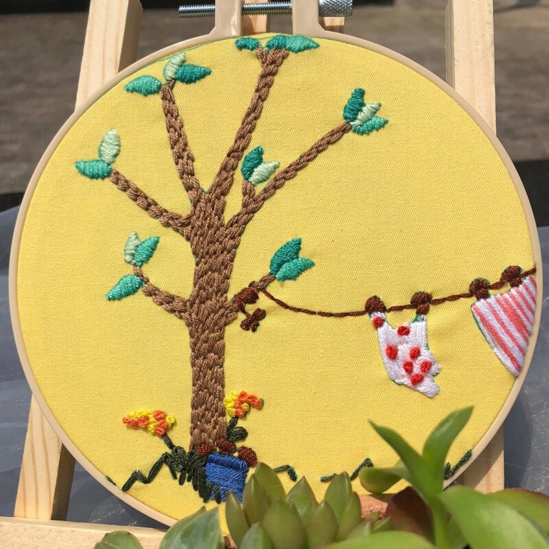 Tree Embroidery DIY Knitting Kit