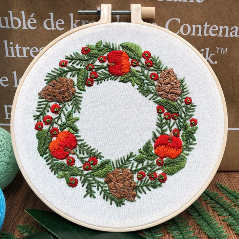 Christmas Flowers Ring Embroidery DIY Knitting Kit