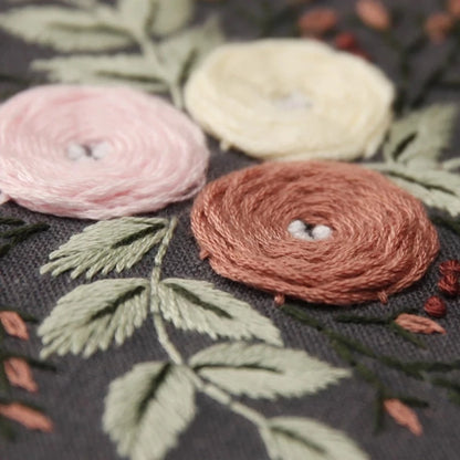 Brown & Pink Flower Embroidery DIY Knitting Kit
