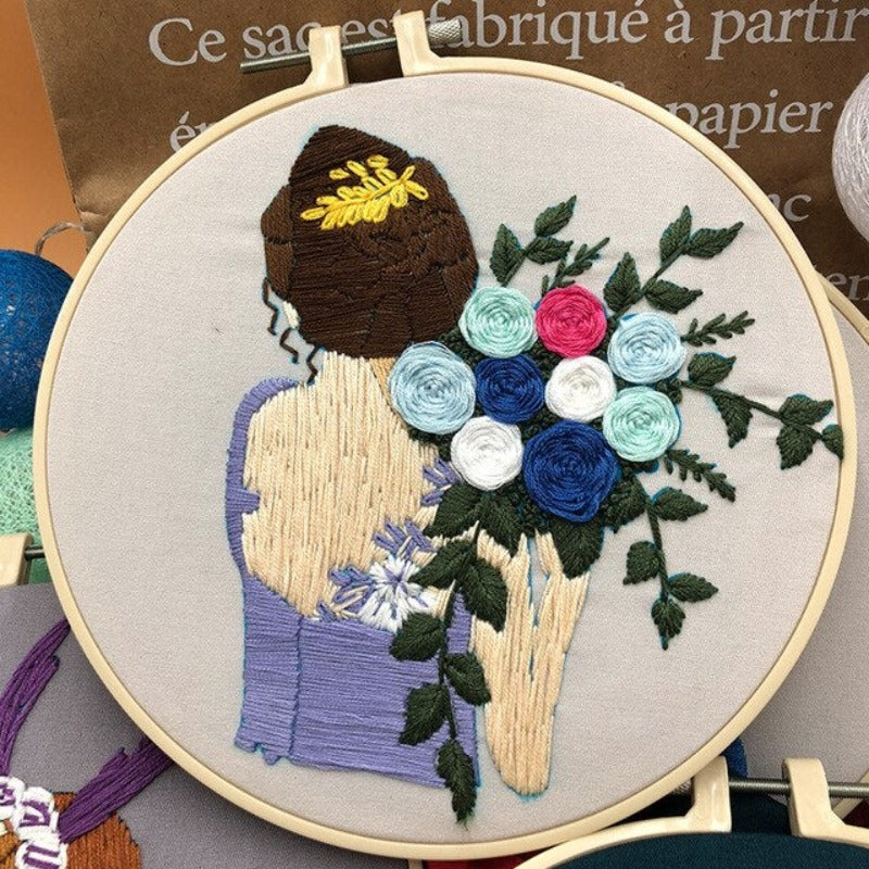 Cute Princes With Flowers Embroidery DIY Knitting Kit