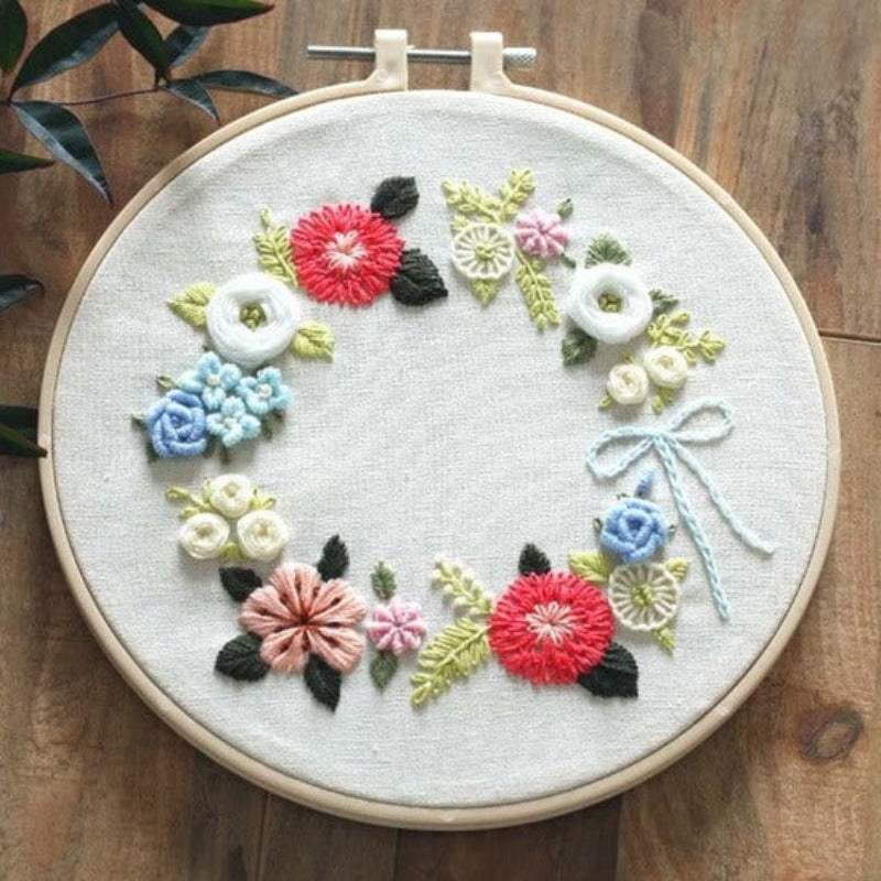 Round Flowers Embroidery DIY Knitting Kit