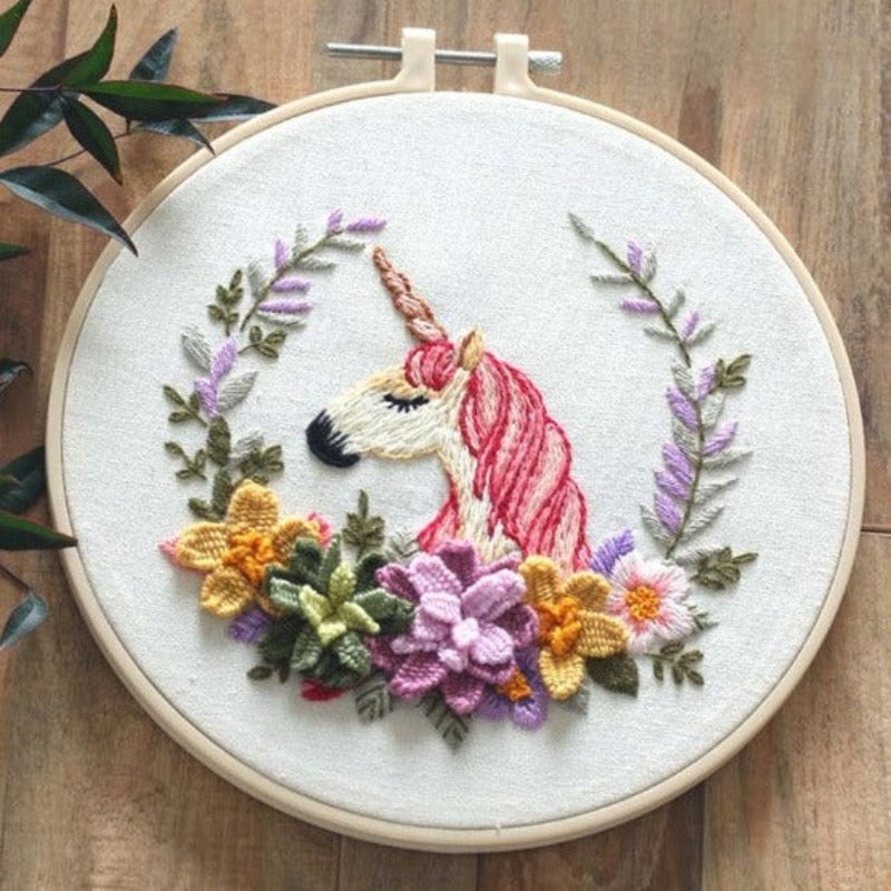 Unicorn Embroidery DIY Knitting Kit