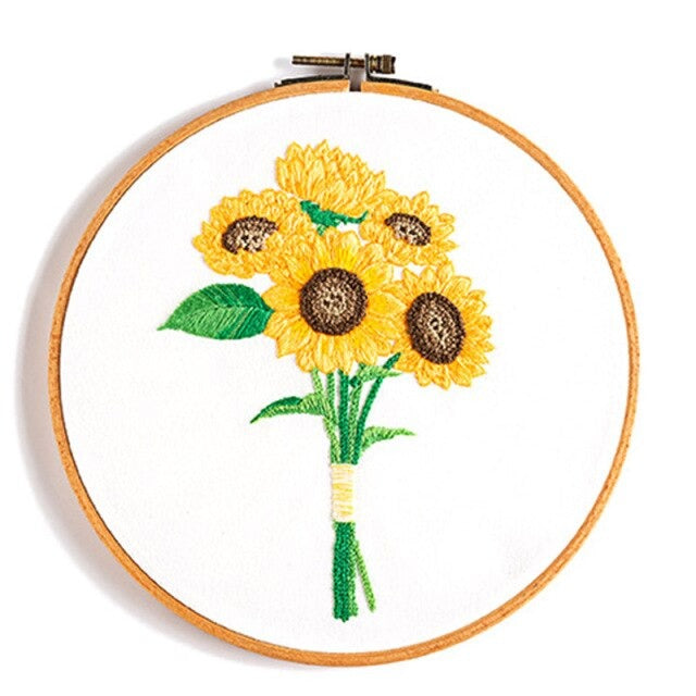 Yellow Bouquet Embroidery DIY Crocheting Knitting Kit