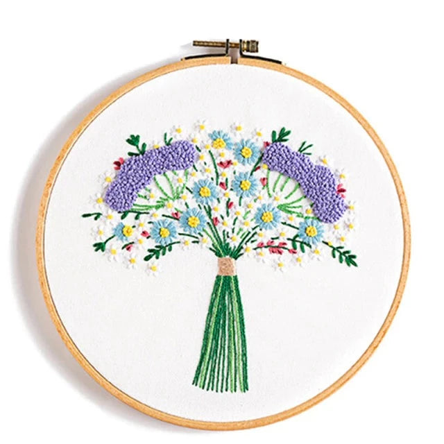 Lavender Bouquet Embroidery DIY Crocheting Knitting Kit