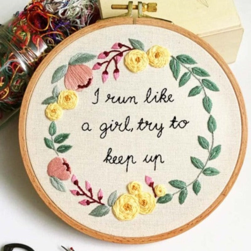 Girl Motivational Embroidery DIY Knitting Kit