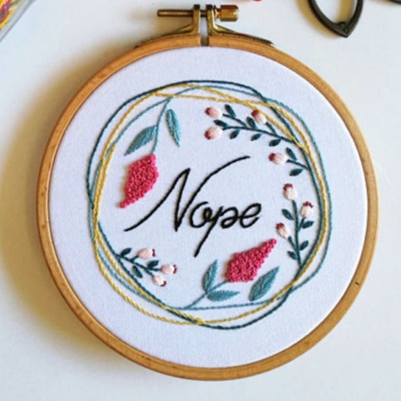 Nope Text Embroidery DIY Knitting Kit