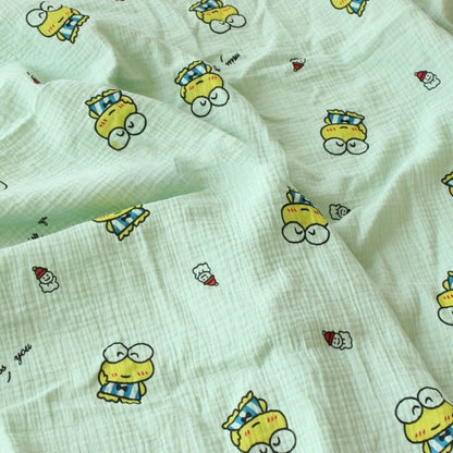 Cartoon Frog Printed Cotton Crepe Fabric