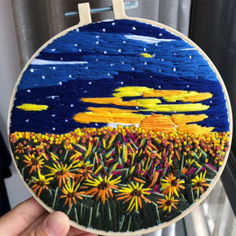 Yellow Flowers Embroidery DIY Crocheting Knitting Kit