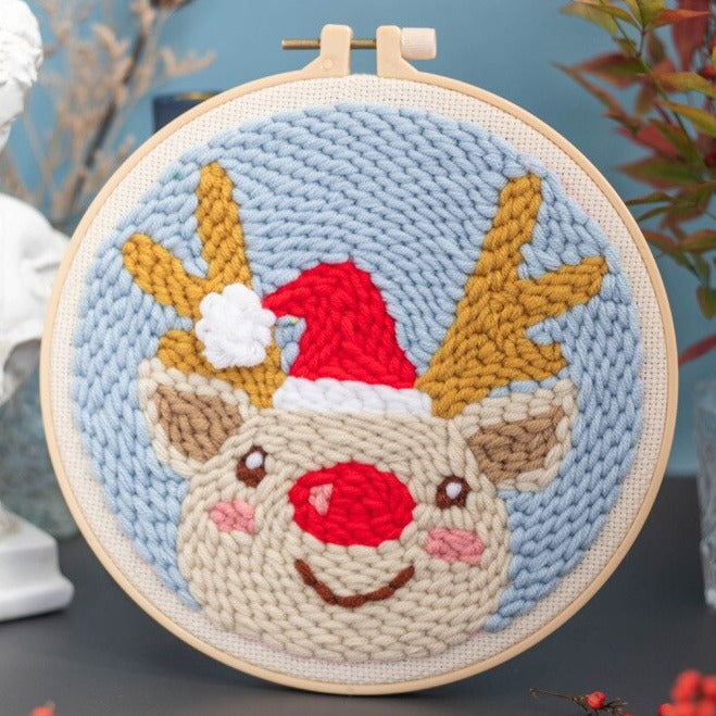Xmas Deer Embroidery DIY Knitting Kit