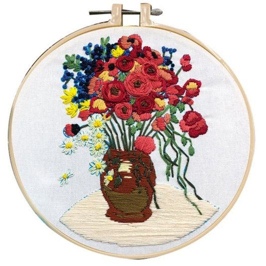 Multi Flowers Pot Embroidery DIY Knitting Kit