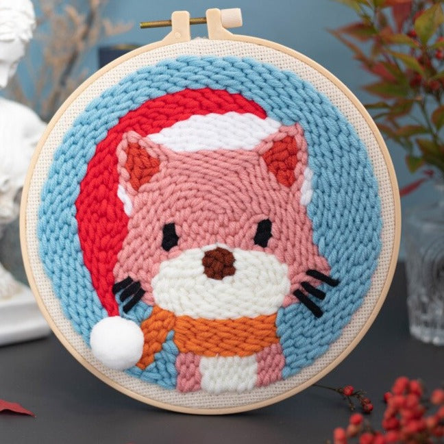 Christmas Fox Embroidery DIY Knitting Kit