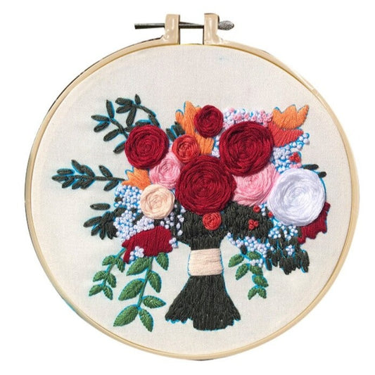 Red Roses Embroidery DIY Knitting Kit