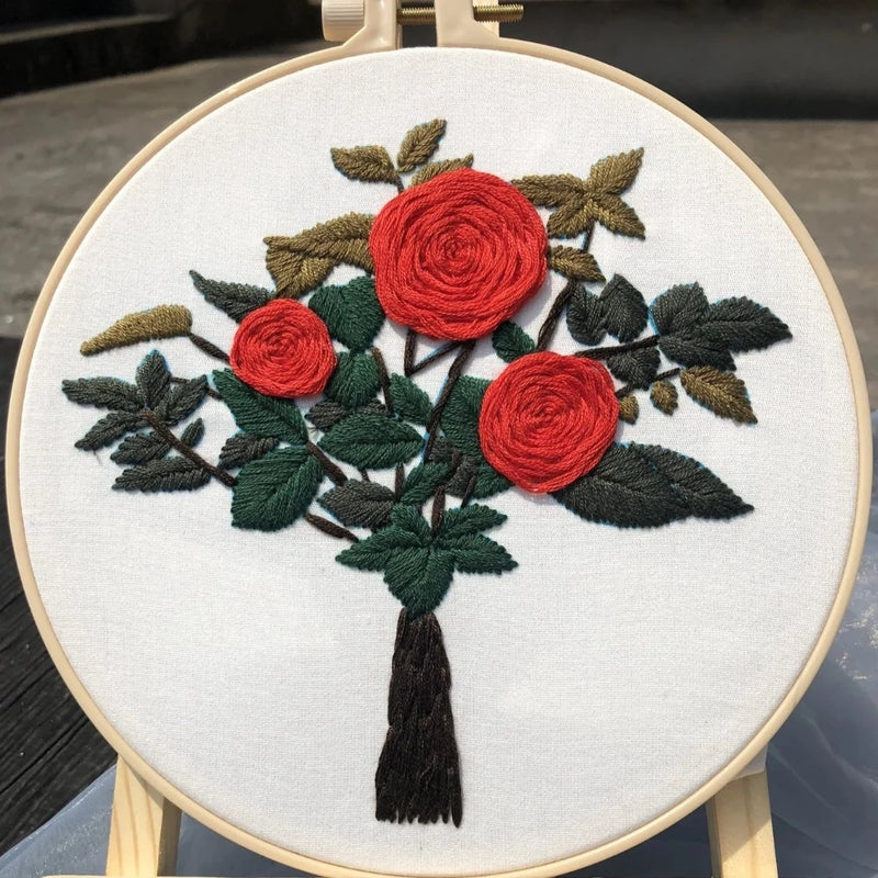 3 Roses Embroidery DIY Knitting Kit