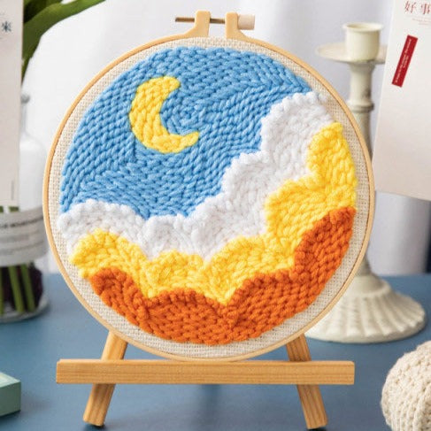 Colorful Sky Moon Embroidery DIY Knitting Kit