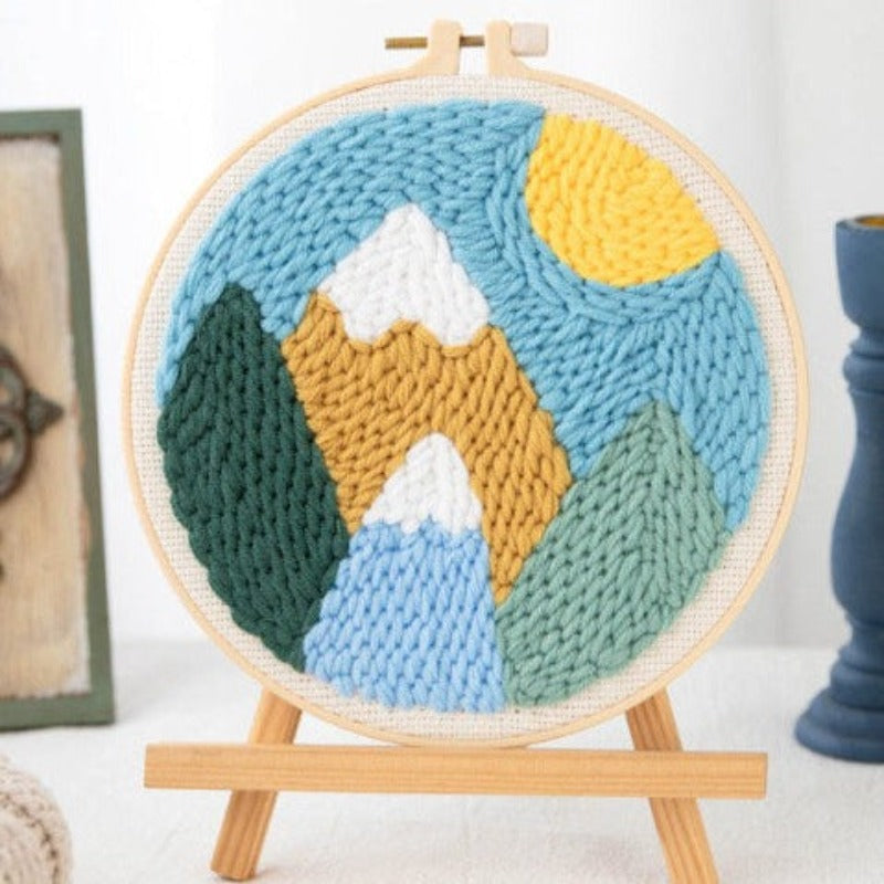 Winter Mountain and Sky Embroidery DIY Knitting Kit