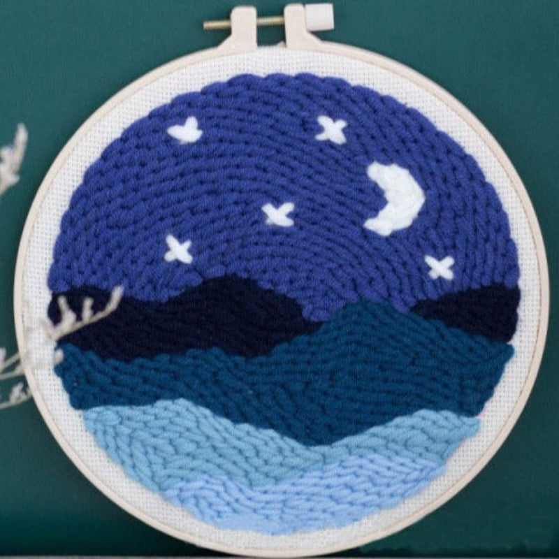 White Moon Embroidery DIY Knitting Kit