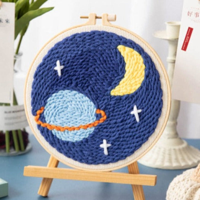 Moon Planet Embroidery DIY Knitting Kit