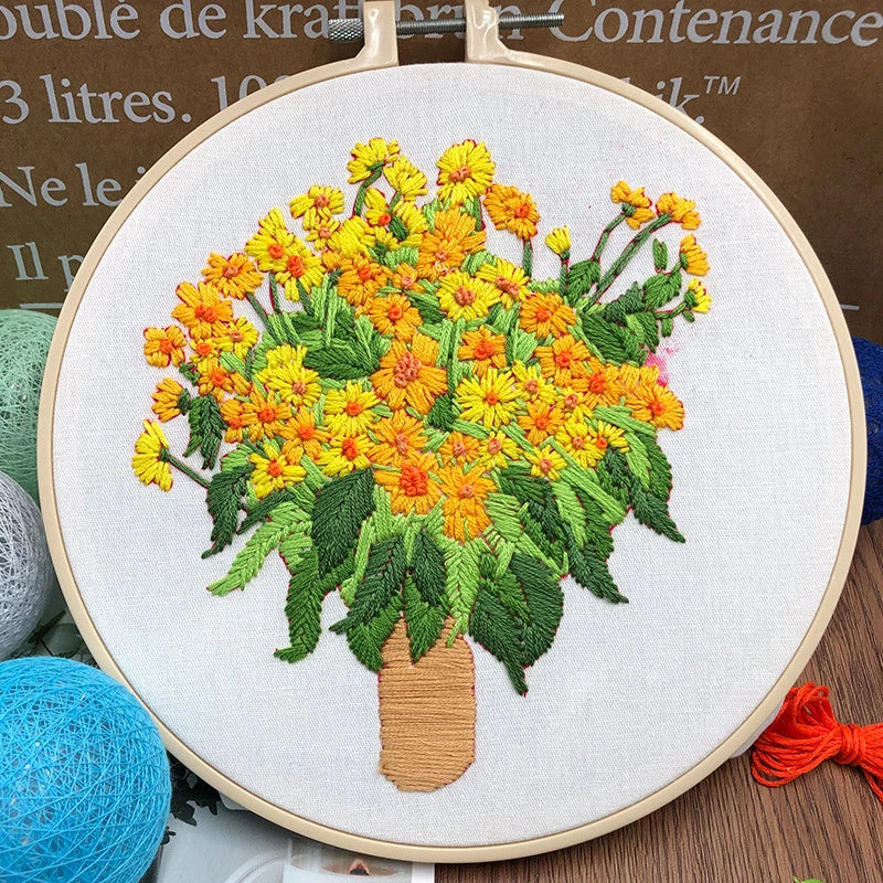 Oil Painting Little Sunflower Embroidery DIY Knitting Kit