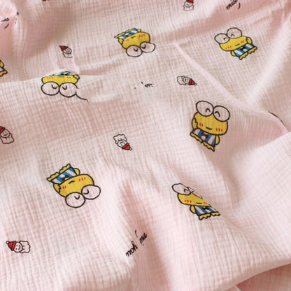 Cartoon Frog Printed Cotton Crepe Fabric