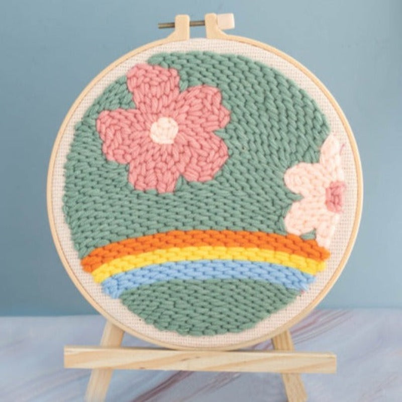Rainbow Flowers Embroidery DIY Knitting Kit