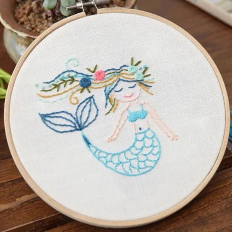 Mermaid Embroidery DIY Knitting Kit