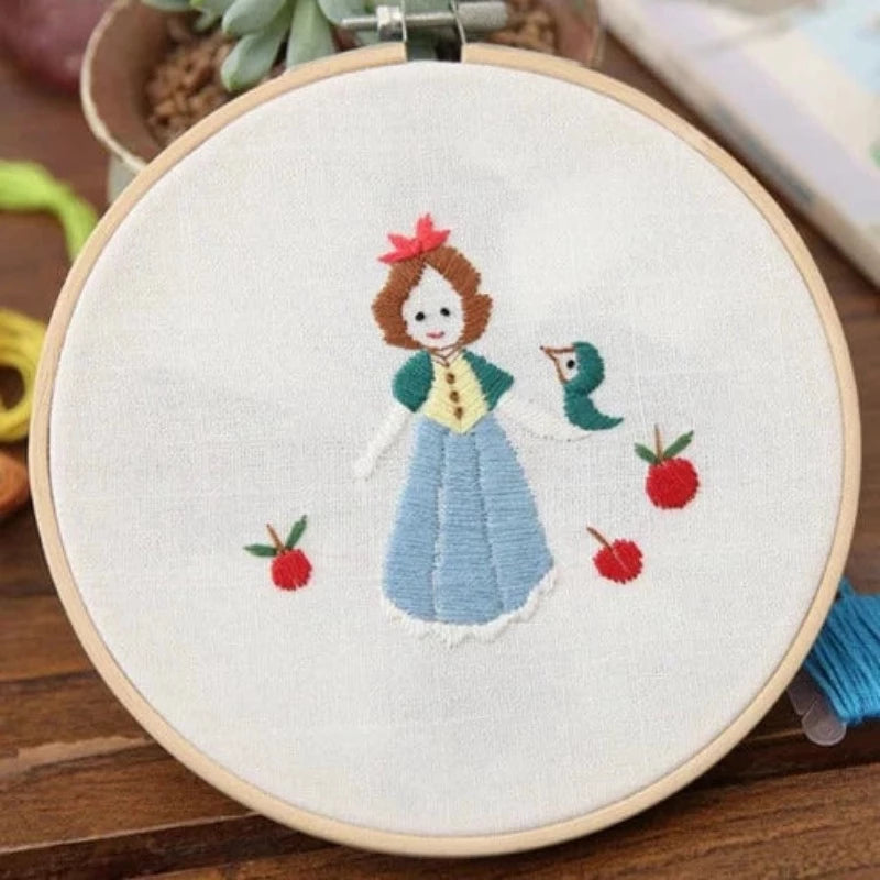 Girl Holding Cute Bird Embroidery DIY Knitting Kit