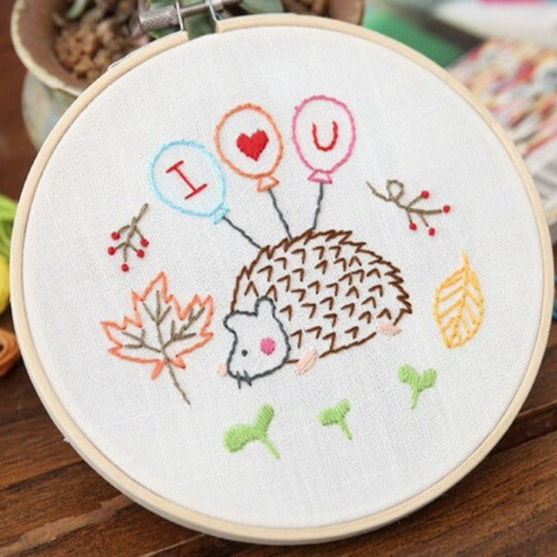 Cute Porcupine Embroidery DIY Knitting Kit