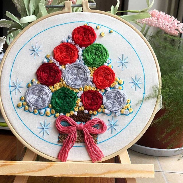 Triangle Shaped Flowers Embroidery DIY Knitting Kit