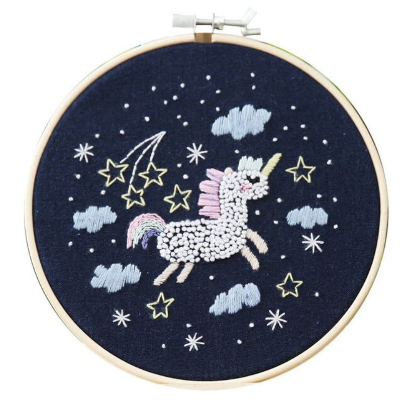 Running Unicorn Embroidery DIY Knitting Kit